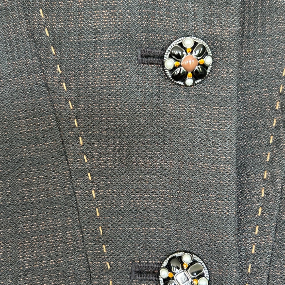 Nine West Classic Skirt Suit, Black Rust Woven Peplum with Stitching, Size 6 - Picture 4 of 16
